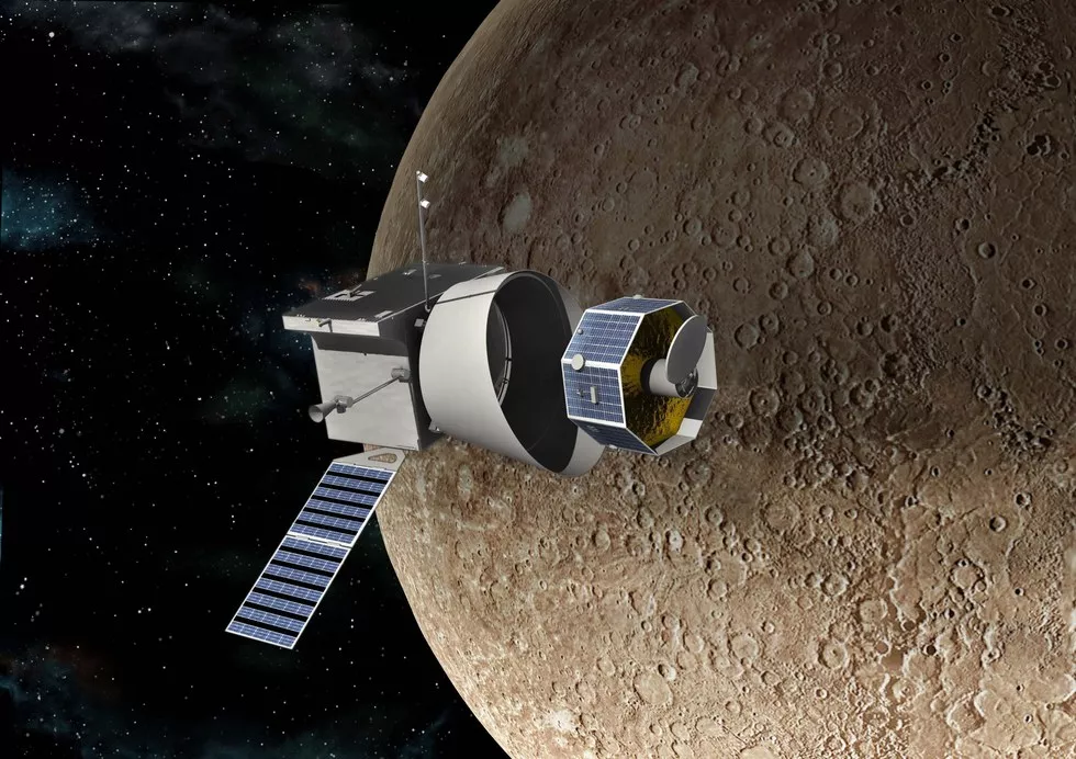 BepiColombo na tle Merkurego (ESA)