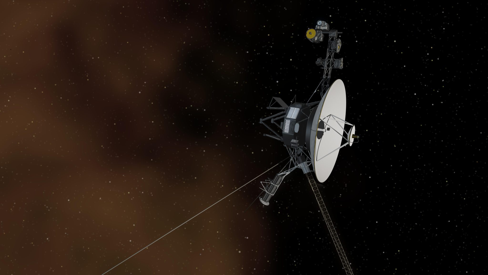 Wizualizacja sondy Voyager w przestrzeni międzygwiezdnej (fot. NASA/JPL-Caltech)